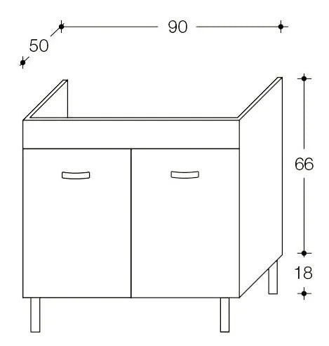 Mobile Sottolavello Cucina Da 90 Cm Solo Per Lavello In Acciaio Inox Da Appoggio - Colore: Bianco (Solo Mobile)