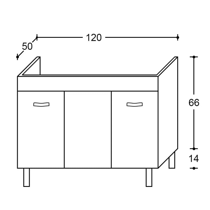 Mobile Sottolavello Cucina Da 120 Cm Solo Per Lavello In Acciaio Inox Da Appoggio - Colore: Teak (Solo Mobile)