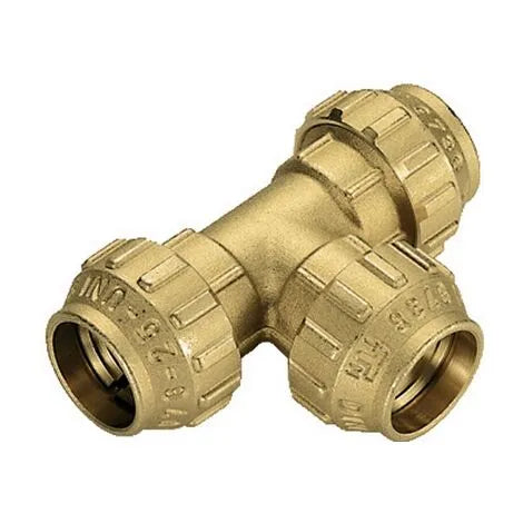 Tiemme - Raccordo A Tee 3 Dadi Ø20 Polietilene Ottone