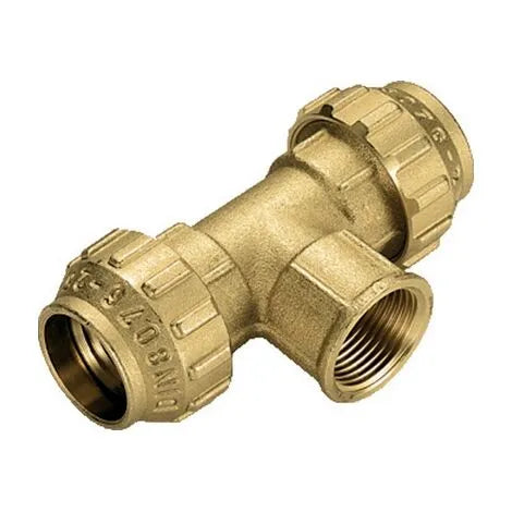 Tiemme - Raccordo A Tee Femmina Centrale 3/4" Ø25 Polietilene Ottone