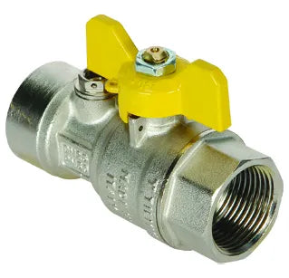 Tiemme - Valvola/Arresto Gas Diritta Femmina-Fermmina 3/4" A Passaggio Totale Con Presa Pressione Iso7/En10226