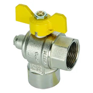 Tiemme - Valvola/Arresto Gas A Squadro Femmina/Femmina 1" A Passaggio Totale Con Presa Pressione Iso07/En10226