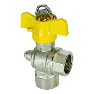 Tiemme - Valvola/Arresto Gas Squadra Femmina/Femmina 1" Con Presa Pressione E Chiave Iso7/En10226