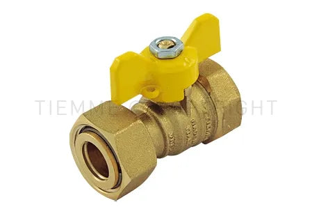 Tiemme - Valvola/Arresto Gas Diritta Femmina 1/2" - Girello 3/4" (Nichelata)