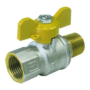 Tiemme - Valvola/Arresto A Sfera Gas Diritta Maschio/Femmina 1/2" Con Farfalla Gialla Iso7/En10226