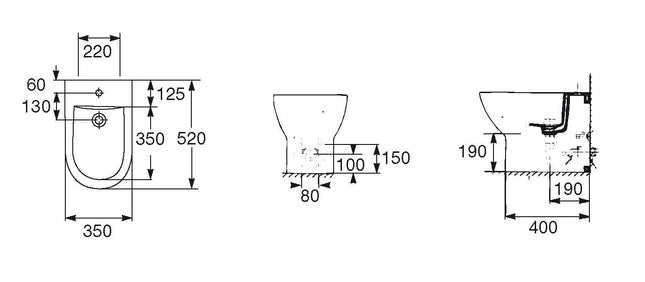 Roca - Bidet Appoggio Filo Muro Serie Tipo Bianco