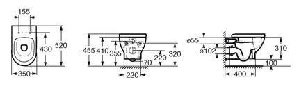 Roca - Vaso Sospeso Serie Tipo Bianco (Senza Coprivaso)