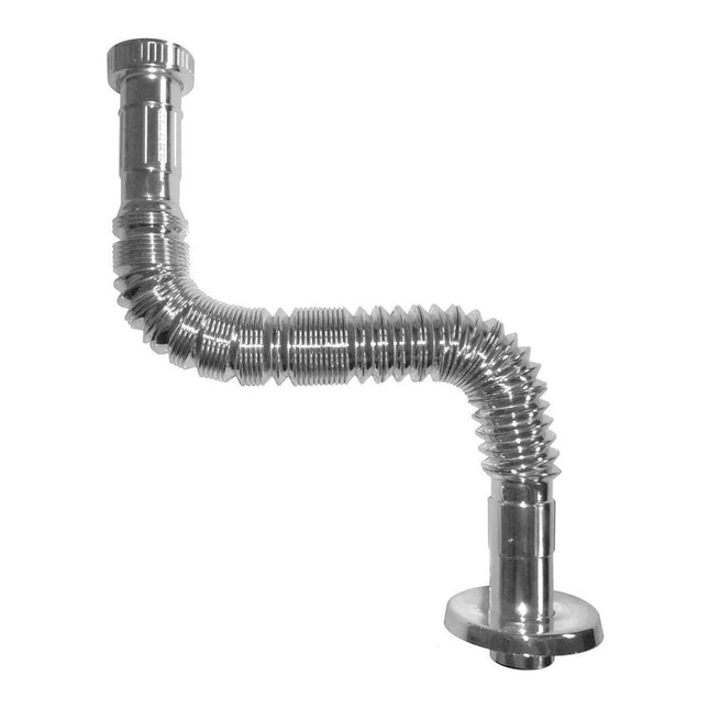 Tubo Di Scarico Acqua Flessibile Jollyflex Cromato Da 1" 1/4 Ø32 Con Rosone E Ghiera In Plastica