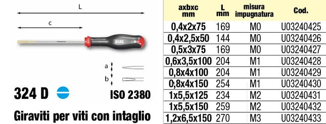 Usag - Giravite 324 D Per Viti Con Intaglio 0,4X2,5X50 Mm - Mod. 03240426