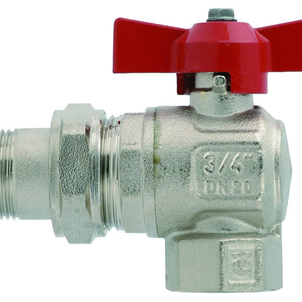 Itap - Valvola Sfera A Squadra Con Bocchettone 3/4" Passaggio Totale - Dn 25 - Pn40