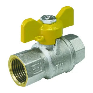 Tiemme - Valvola/Arresto A Sfera Gas Diritta Femmina/Femmina 3/4" Con Farfalla Gialla