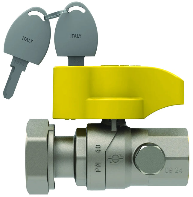 Fiv - Valvola Gas Diritta Femmina 3/4" Con Girello 1" - Presa Pressione E Chiave