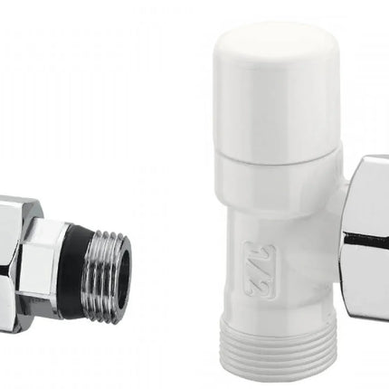 Arteclima - Valvola Termostatizzabile E Detentore A Squadra Da 1/2" Attacco Tubo Rame/Multistrato - Colore: Bianco - Art. 30012Cbb+11012Cbb