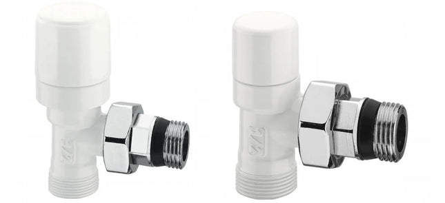 Arteclima - Valvola Termostatizzabile E Detentore A Squadra Da 3/8" Attacco Tubo Rame/Multistrato - Colore: Bianco - Art. 30038Cbb+11038Cbb