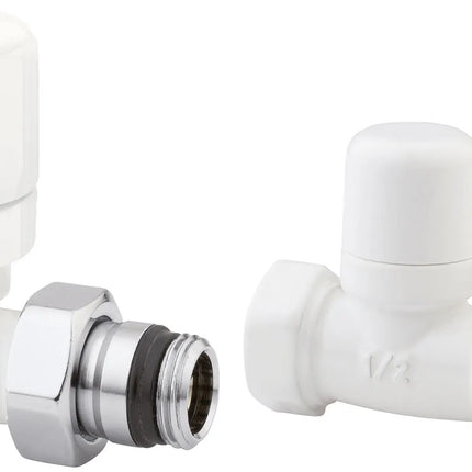 Arteclima - Valvola Termo + Detentore 1/2" Diritti Attacco Ferro - Colore: Bianco