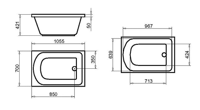 Vasca In Vetroresina 105x70 Cm con seduta