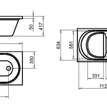 Vasca In Vetroresina 120x70  Cm con seduta