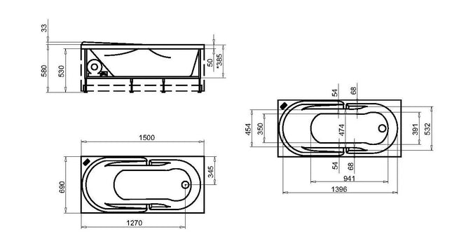 Vasca In Vetroresina 150X70 Cm