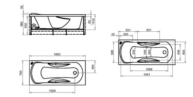 Vasca In Vetroresina 160X70 Cm