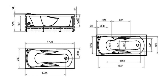 Vasca In Vetroresina 170X70 Cm