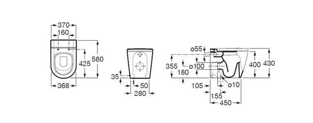 Roca - Vaso Filo Parete Porcellana Bianco - Serie: Inspira (Senza Coprivaso)