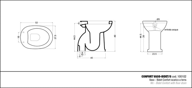 Vaso-Bidet Anziani Scarico A Terra