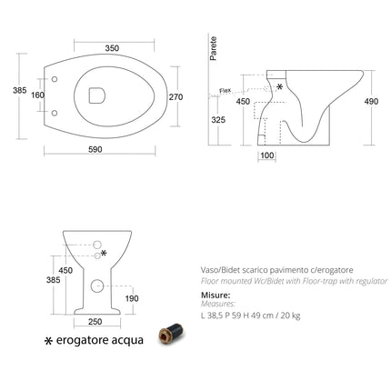 Vaso-Bidet Anziani Scarico A Terra