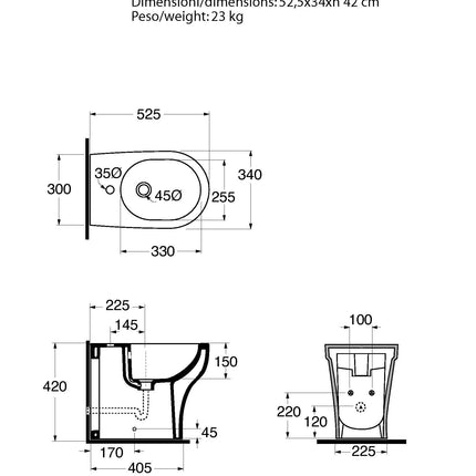 Azzurra - Bidet Filo Parete Porcellana Bianco - Serie: Pratica
