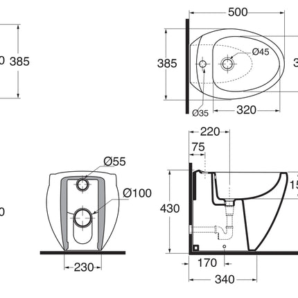 Azzurra - Bidet Filo Parete Porcellana Bianco - Serie: Mini Clas 05