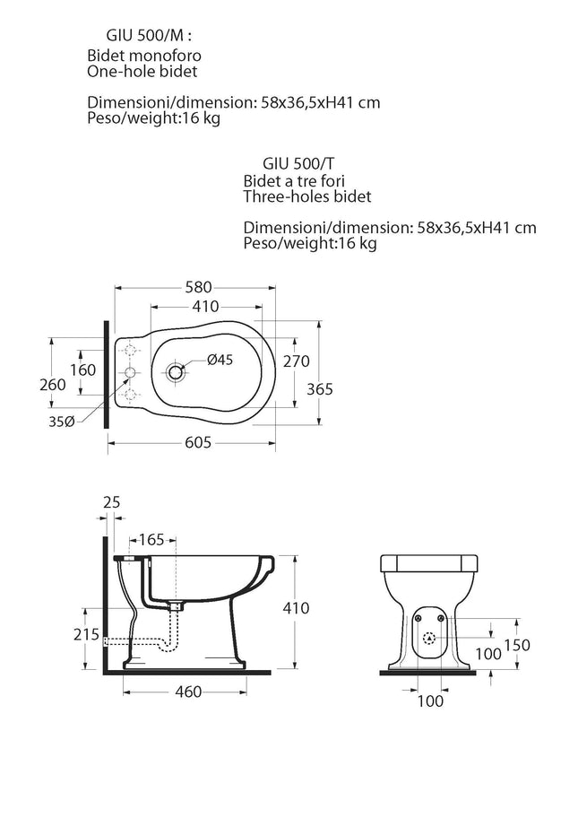Vaso E Bidet Serie Giunone