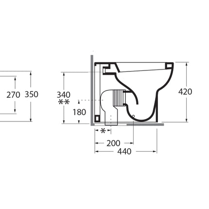 Azzurra - Traslato Vaso Filo Parete Con Scarico Porcellana Bianco - Serie: Nuvola (Senza Coprivaso)