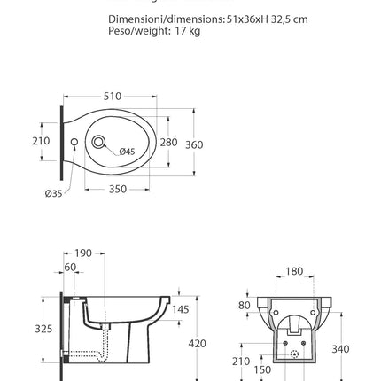 Azzurra - Bidet Sospeso Porcellana Bianco - Serie: Cult