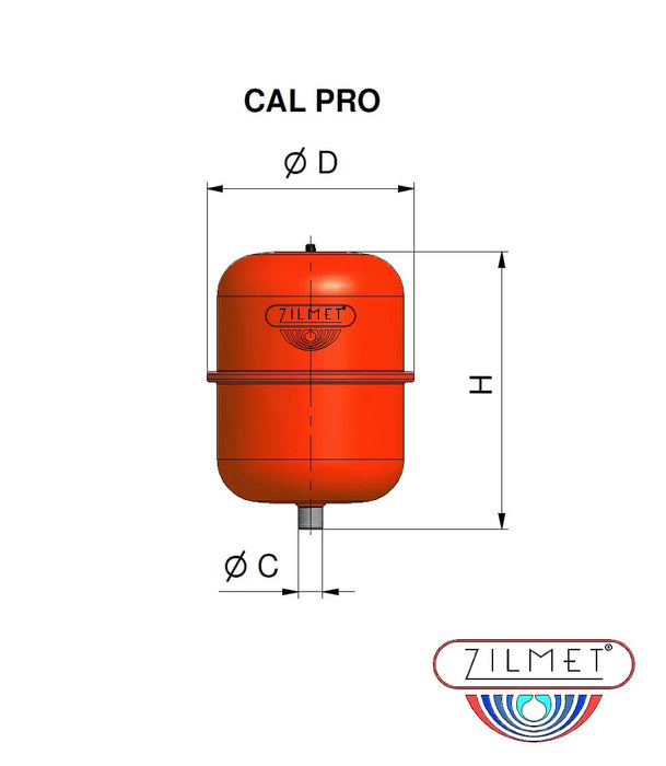 Zilmet - Vaso Espansione Da 8 Lt Per Riscaldamento Cal-Pro - Articolo: 1300000800