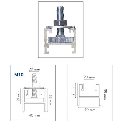 Vecam - Base Antivibrante Per Condizionatore Climatizzatore 600x150x90 mm - Fino A 700 Kg (Singolo)