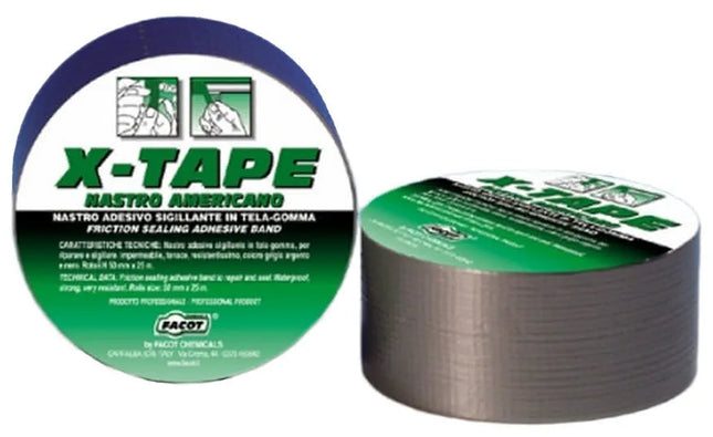 Facot - X Tape Nastro Adesivo Sigillante In Tela-Gomma H.50Mmx25M - Colore: Grigio - Articolo: Americgr0050