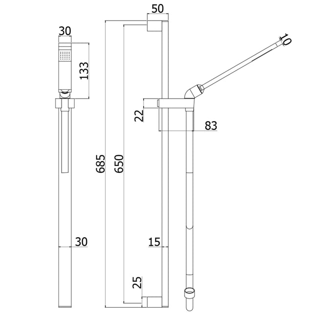 Paffoni - Saliscendi Level Completo Di Asta Rettangolare In Metallo Con Supporti In Abs