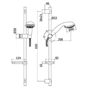 Paffoni - Saliscendi Queen Completo Di Asta Ø22X730 Mm Di Lunghezza In Metallo Con Supporti Fissi In Abs